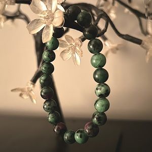 Handmade Ruby Zoisite Beaded Stretch Bracelet
